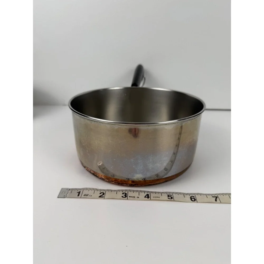 Vintage Revere Ware 2 Qt Saucepan Copper Bottom Stainless Steel Pot Clinton IL